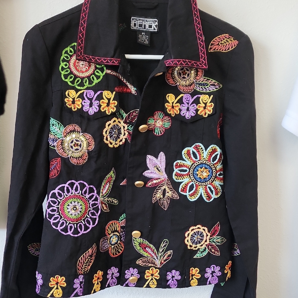 Berek Black Jacket with Colorful Embroidery